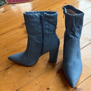 Chase + Chloe Denim Blue Heeled Boots